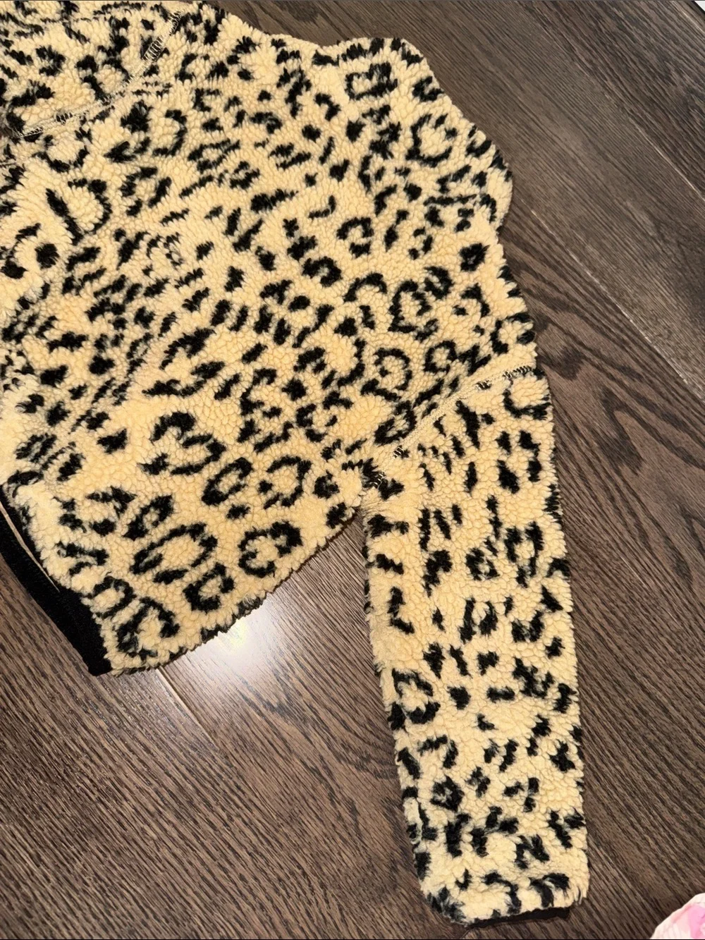 Ralph Lauren Kids Leopard Sherpa Zip Jacket - cream & Black 3T